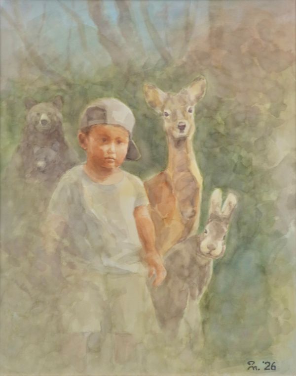 第74回 光陽展　委員　石川正彦（ｲｼｶﾜ ﾏｻﾋｺ）友だち(水）F50